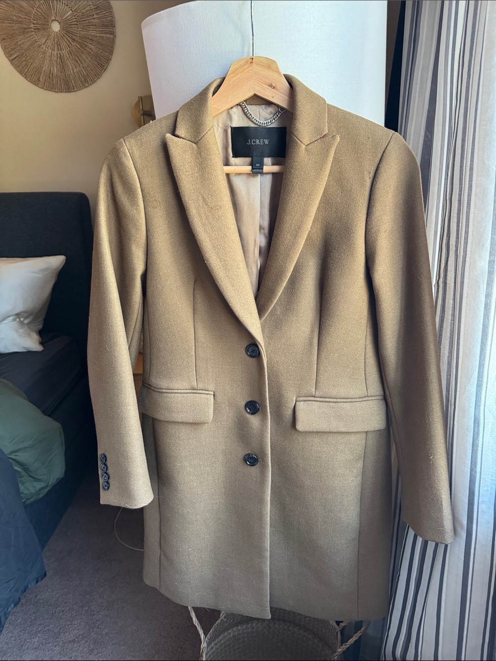 J. Crew Women's Camel Single-Breasted Wool Pea Coat